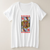 ファンシーハートクイーン遊オンカード赤いハート プラスサイズTシャツ (デザイン正面)