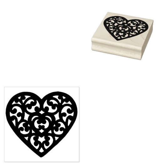 ファンシーハート形ゴムスタンプ ラバースタンプ (押印)