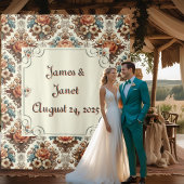 ファンシーバタークリームフラワーの結婚式背景 タペストリー