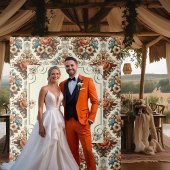 ファンシーバタークリームフラワーの結婚式背景 タペストリー