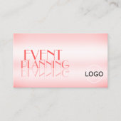 ファンシーバラピンクのスタイリッシュ鏡文字(ロゴ付き) 名刺 (正面)