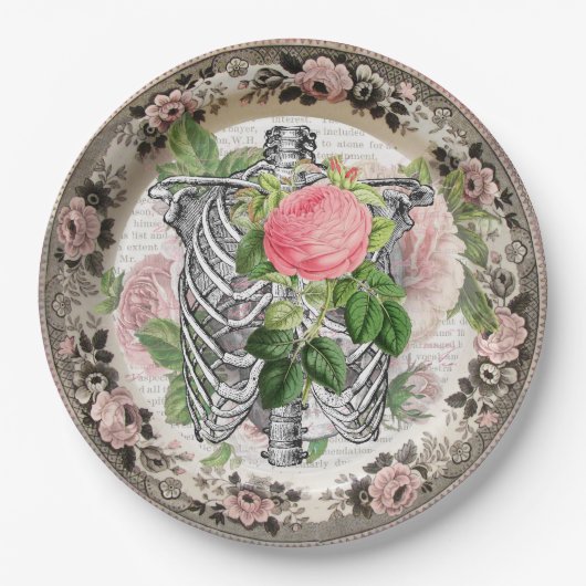 ファンシーバラヴィンテージハロウィーン付き胸郭 ペーパープレート (正面)