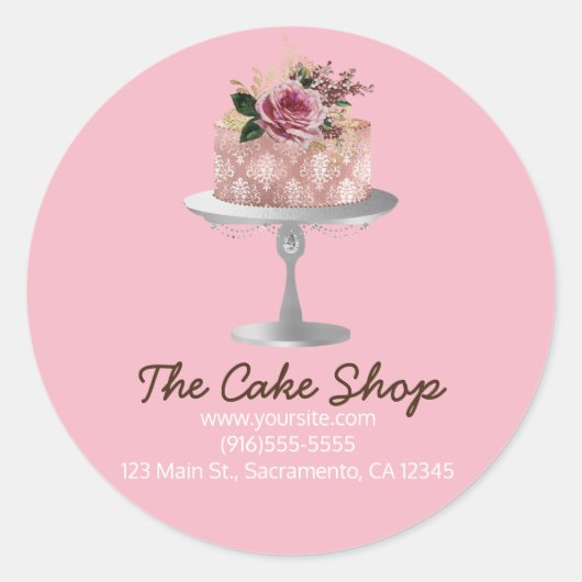 ファンシーバラ金ゴールドフローラケーキベーカリーシール貼りラベル ラウンドシール (正面)