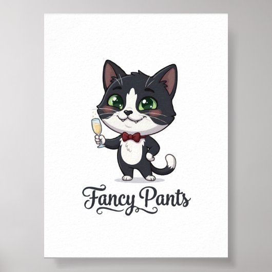 ファンシーパンツタキシード猫の乾杯 ポスター (正面)