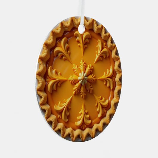 ファンシーパンプキンパイパーソナライズされたクリスマス メタルオーナメント (正面右)