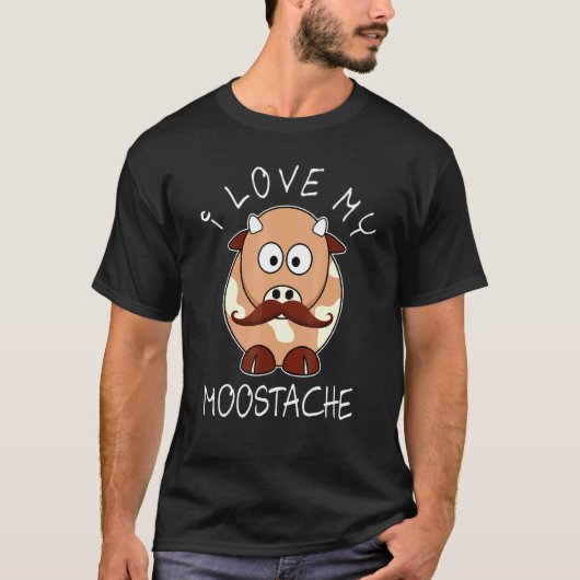 ファンシーヒゲの茶色の牛が好き Tシャツ (正面)