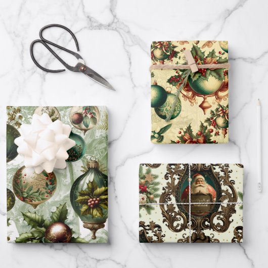 ファンシービクトリアンクリスマスセット ラッピングペーパーシート (正面)