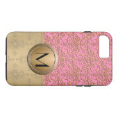 ファンシーピンクとゴールドのモノグラムダマスク柄 Case-Mate iPhoneケース (裏面(横))