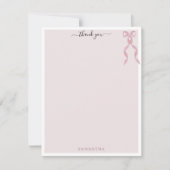 ファンシーピンクボウテーマガーリーパーソナライズされた文具 サンキューカード (正面)