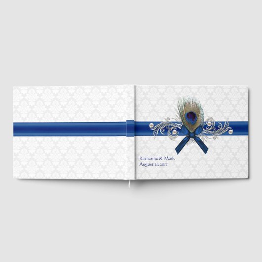 ファンシーピーコックフェザー結婚ズゲストブック ゲストブック (全面)