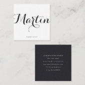 ファンシーフォントミニマルフェイクラストレザープリント スクエア名刺 (正面/裏面)