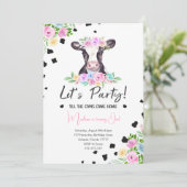 ファンシーフォント牛誕生日招待状 招待状 (スタンド正面)