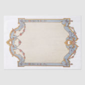 ファンシーフランスのヴィンテージフレーム青金ゴールドスクロールバラ 薄葉紙 (正面)