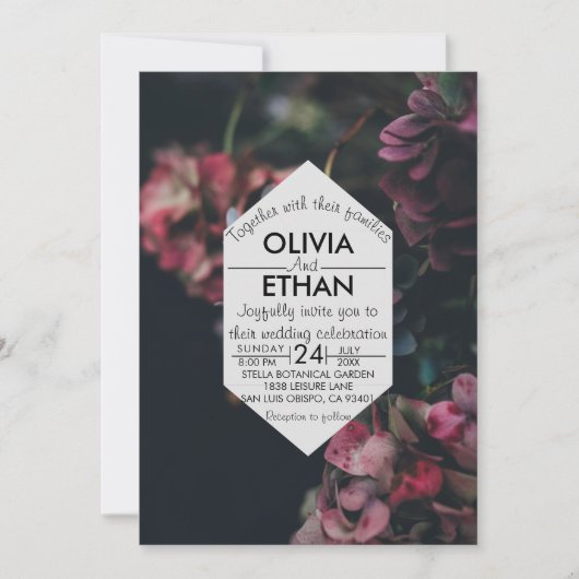 ファンシーフローラシック写真結婚式招待状 招待状 (正面)