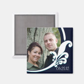 ファンシーフローラネイビカスタマイズー白磁石2x2 マグネット (正面/裏面)