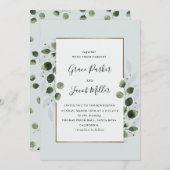 ファンシーフローラフレーム結婚式招待状_gray 招待状 (正面/裏面)