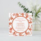ファンシーフローラブライダルシャワー招待状（オレンジ） 招待状 (スタンド正面)