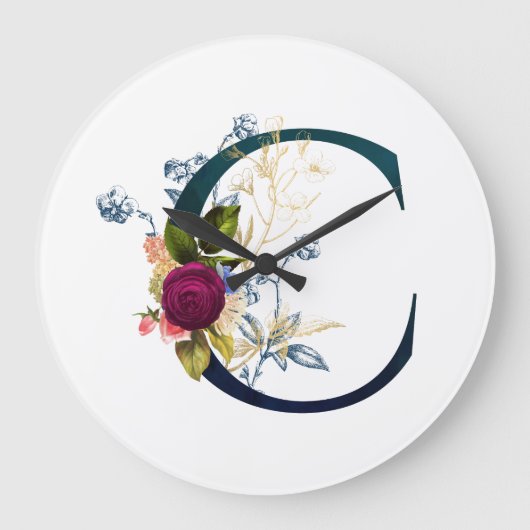 ファンシーフローラ文字'C' ラージ壁時計 (正面)