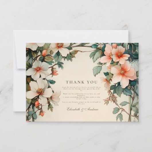 ファンシーフローラ結婚アールヌーボー サンキューカード (正面)