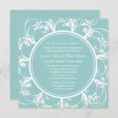 ファンシーフローラ結婚式招待状(ターコイズ) 招待状 (正面/裏面)