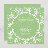 ファンシーフローラ結婚式招待状(緑) 招待状 (正面/裏面)