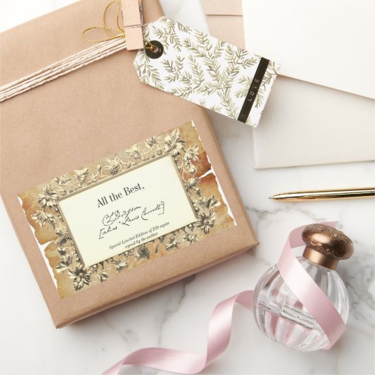 ファンシーフローラ署名作家蔵書票テンプレート 長方形シール (ギフト)