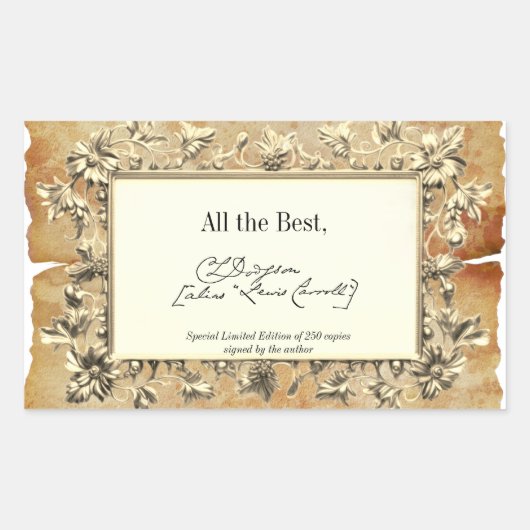 ファンシーフローラ署名作家蔵書票テンプレート 長方形シール (正面)