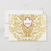 ファンシーフローリズゴールデンインディアンアラビア結婚語 出欠カード (正面)