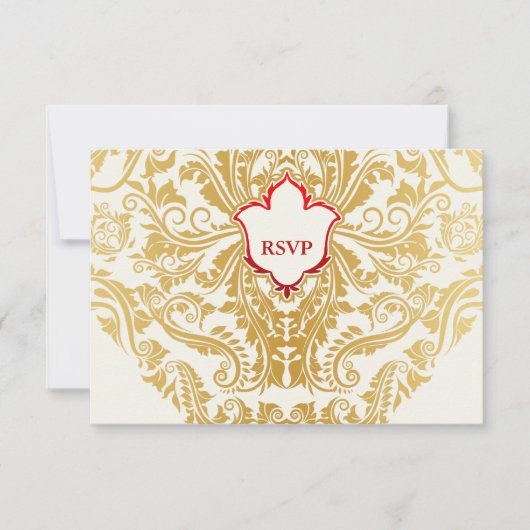 ファンシーフローリズゴールデンインディアンアラビア結婚語 出欠カード (正面)