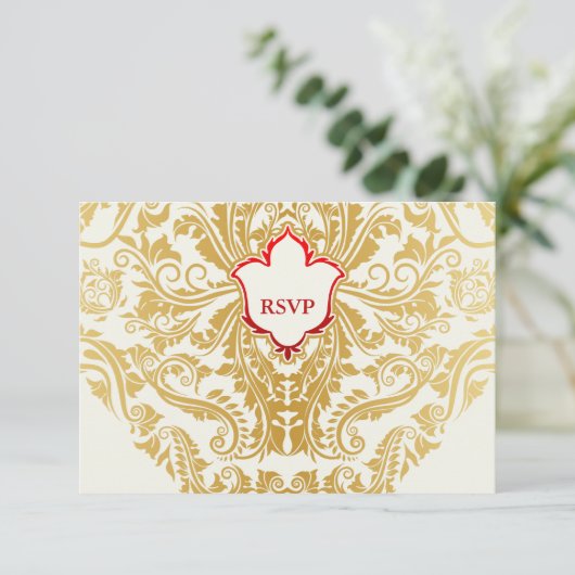 ファンシーフローリズゴールデンインディアンアラビア結婚語 出欠カード (スタンド正面)