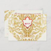 ファンシーフローリズゴールデンインディアンアラビア結婚語 出欠カード (正面/裏面)
