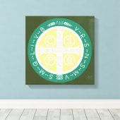 ファンシーベネディクト十字第1緑 キャンバスプリント (インサイチュ (ウッドフロア))