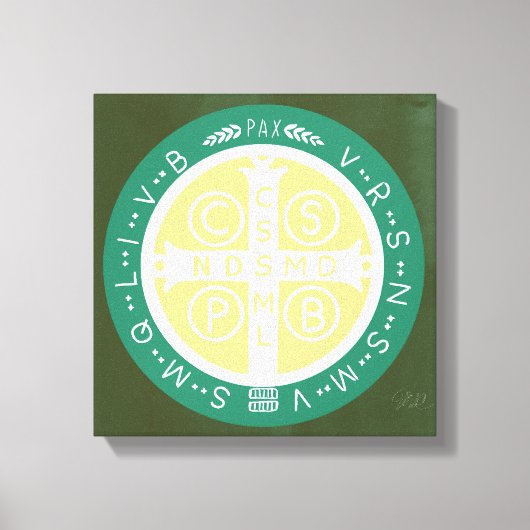 ファンシーベネディクト十字第1緑 キャンバスプリント (正面)