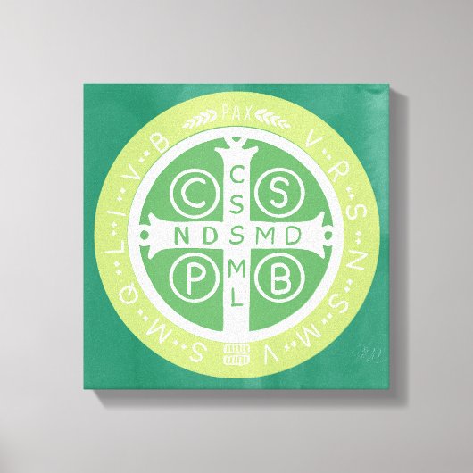 ファンシーベネディクト十字第2緑 キャンバスプリント (正面)