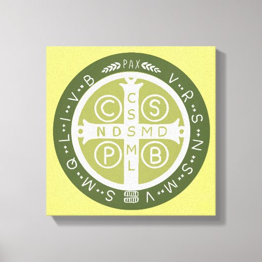 ファンシーベネディクト十字第3緑 キャンバスプリント (正面)