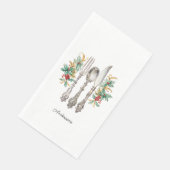 ファンシーホリデーシルバーウェアパーソナライズされたペーパーナプキン (コーナー)