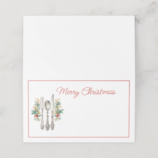 ファンシーホリデーシルバーウェアメリークリスマス プレイスカード (外部開封)