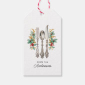 ファンシーホリデーシルバーウパーソナライズされたェア ギフトタグ (正面)