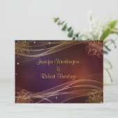 ファンシーマルーンデザインと金ゴールドアクセント結婚 招待状 (スタンド正面)