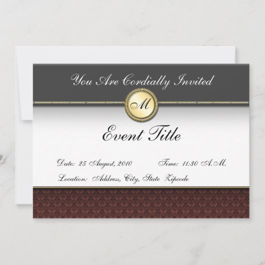 ファンシーモカスタムノグラム招待状 招待状 (正面)