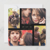 ファンシーモダン4枚の写真コラージュのミニマル結婚リスト セーブザデート (正面)