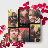 ファンシーモダン4枚の写真コラージュのミニマル結婚リスト セーブザデート