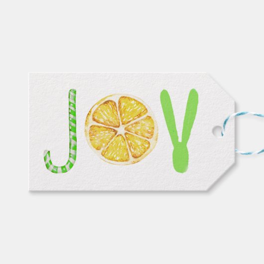 ファンシーモダンChristmas JOYタイポグラフィ ギフトタグ (正面(横))