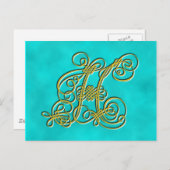 ファンシーモノグラム文字Hカスタマイズ色 ポストカード (正面/裏面)