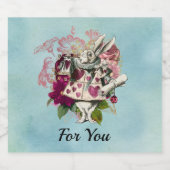 ファンシーワンダーランドホワイトウサギ スパークリングワインラベル (シングルラベル)