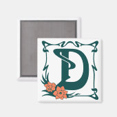 ファンシーヴィンテージアールヌーボー文字D マグネット (正面/裏面)