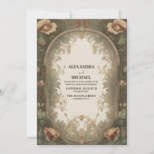 ファンシーヴィンテージアールヌーボー結婚フローラ 招待状 (正面)