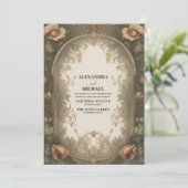 ファンシーヴィンテージアールヌーボー結婚フローラ 招待状 (スタンド正面)