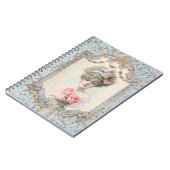 ファンシーヴィンテージフランスのフレームブルー金ゴールドバラレディ ノートブック (左側)