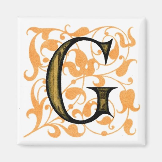 ファンシーヴィンテージ文字'G' – マグネット (正面)